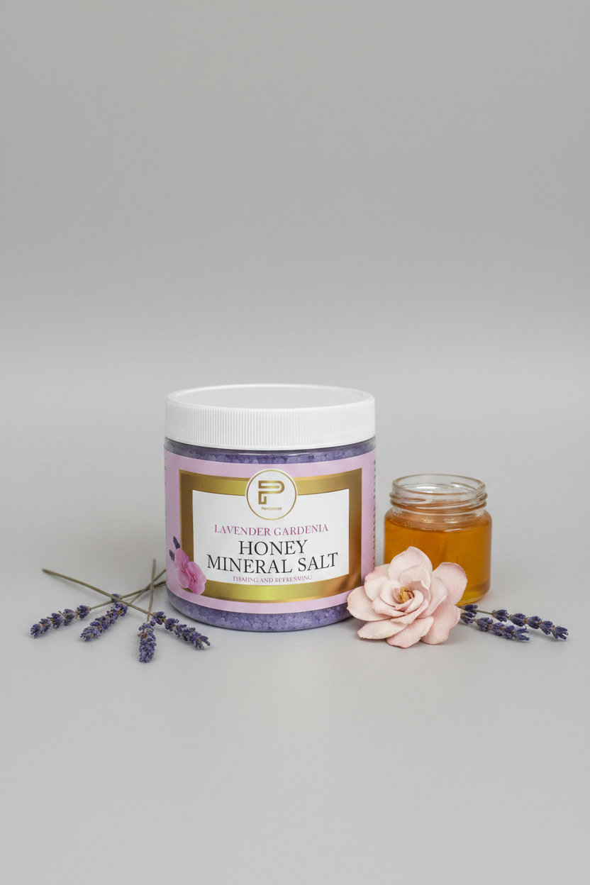 Lavender Gardenia Honey Mineral Salt Body Scrub 16oz