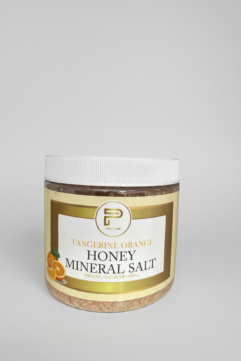 Tangerine Orange Honey Mineral Salt Body Scrub 16oz
