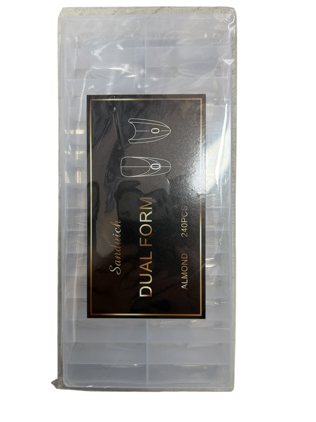TP BEAUTY SUPPLY PTY LTD 240 piece clear almond dual form nail extension set in a plastic storage case