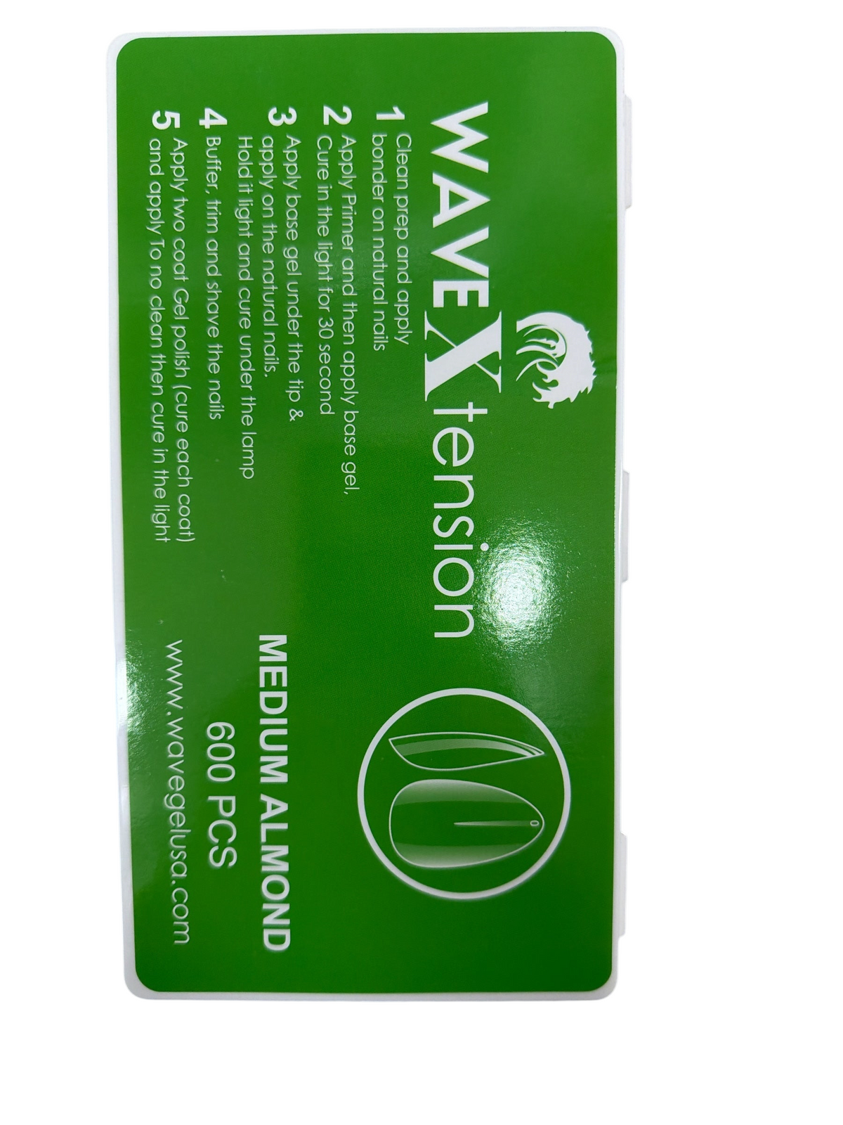 TP BEAUTY SUPPLY PTY LTD Wavextension medium almond gel nail tip kit packaging with application instructions