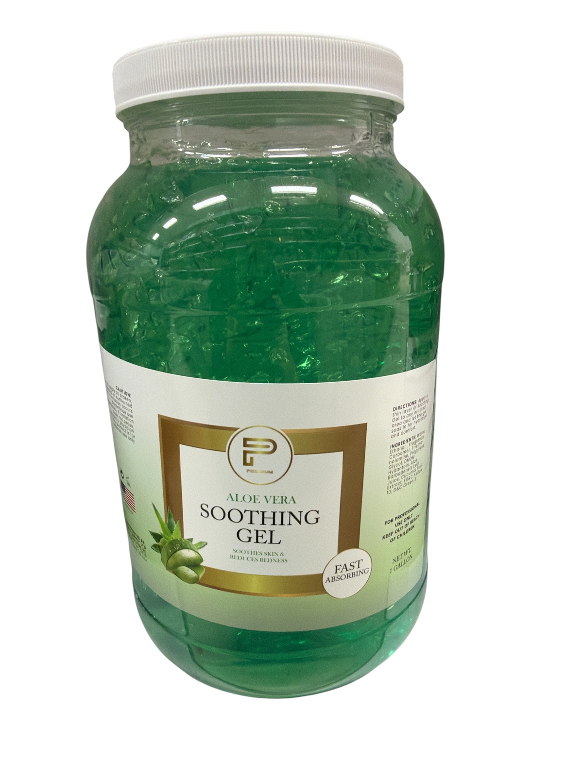 TP BEAUTY SUPPLY PTY LTD premium aloe vera soothing gel in a large professional-sized clear jar with green gel.