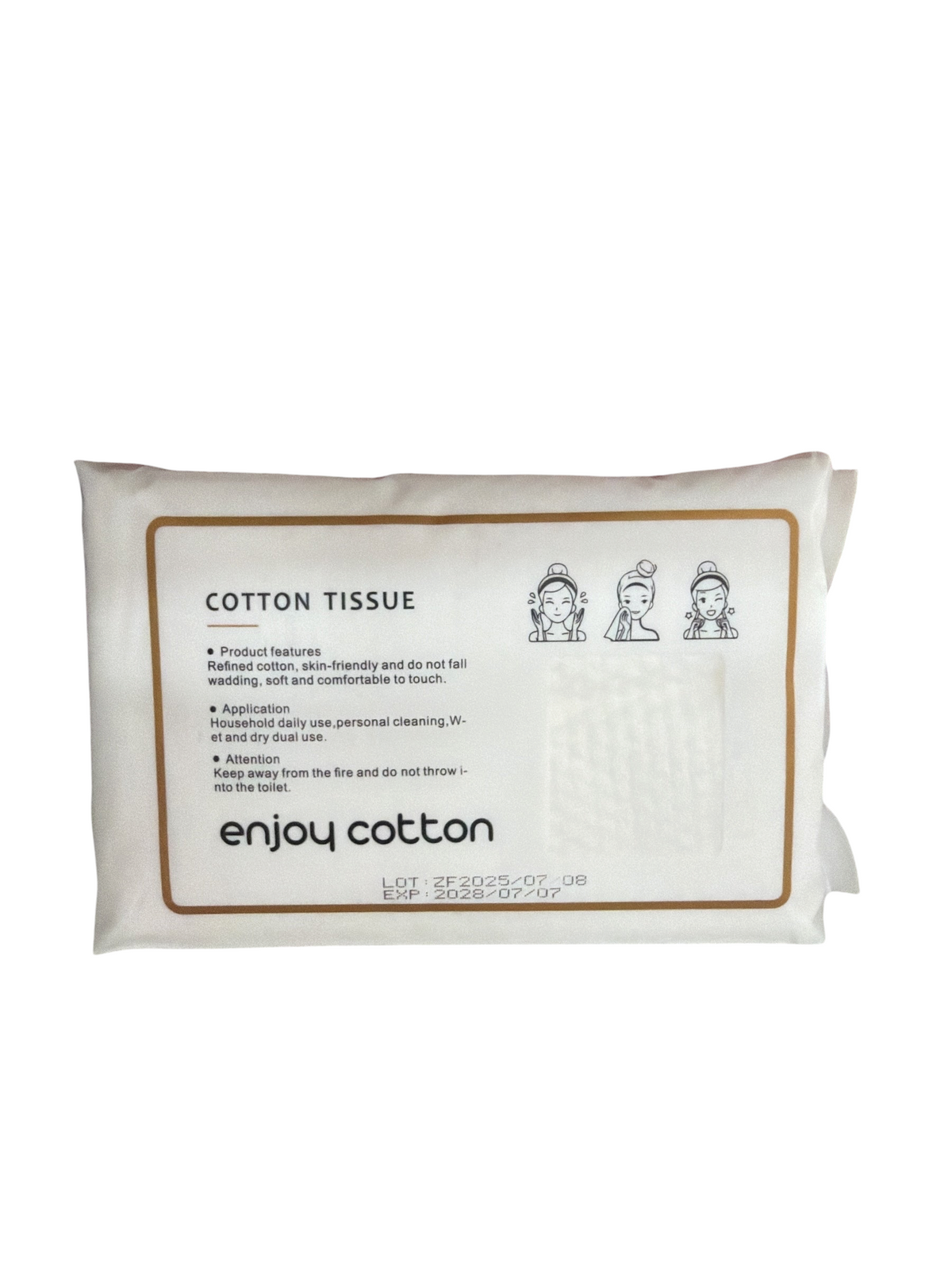 TP BEAUTY SUPPLY PTY LTD Enjoy Cotton disposable facial cleansing tissue pack with soft white lint-free cotton sheets