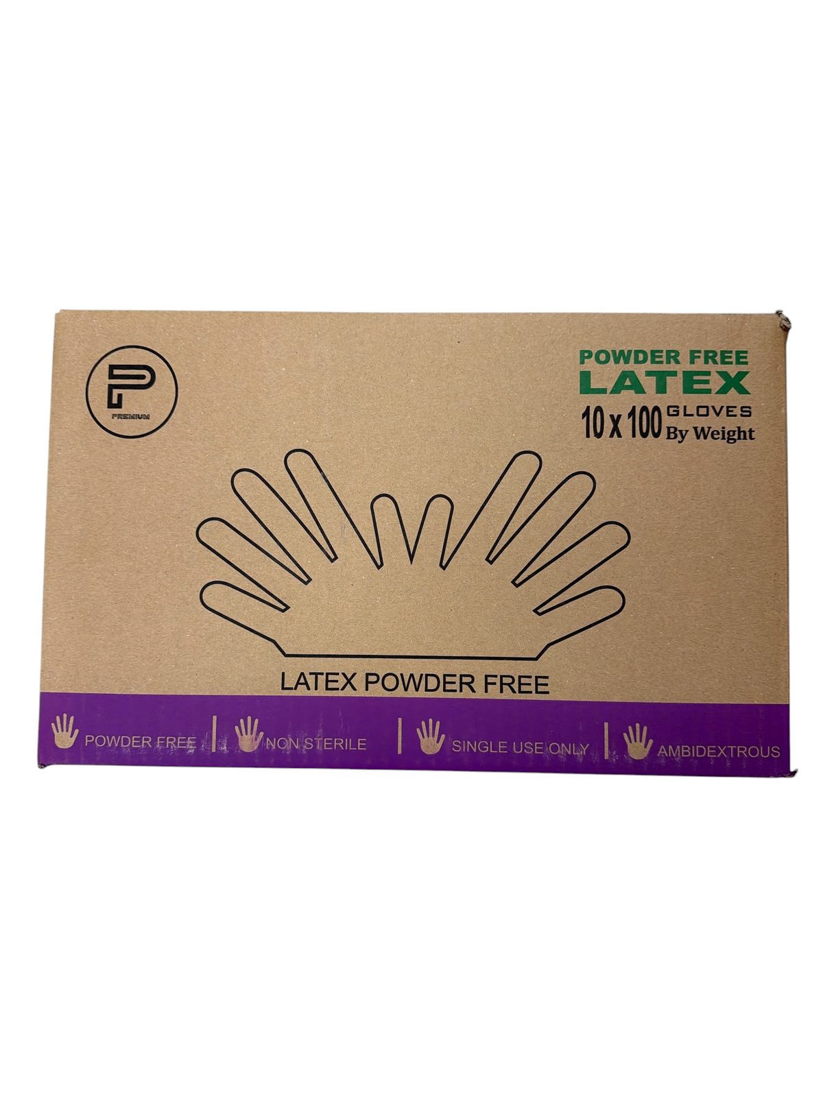 TP BEAUTY SUPPLY PTY LTD bulk box of premium powder-free, non-sterile, ambidextrous natural latex disposable gloves.