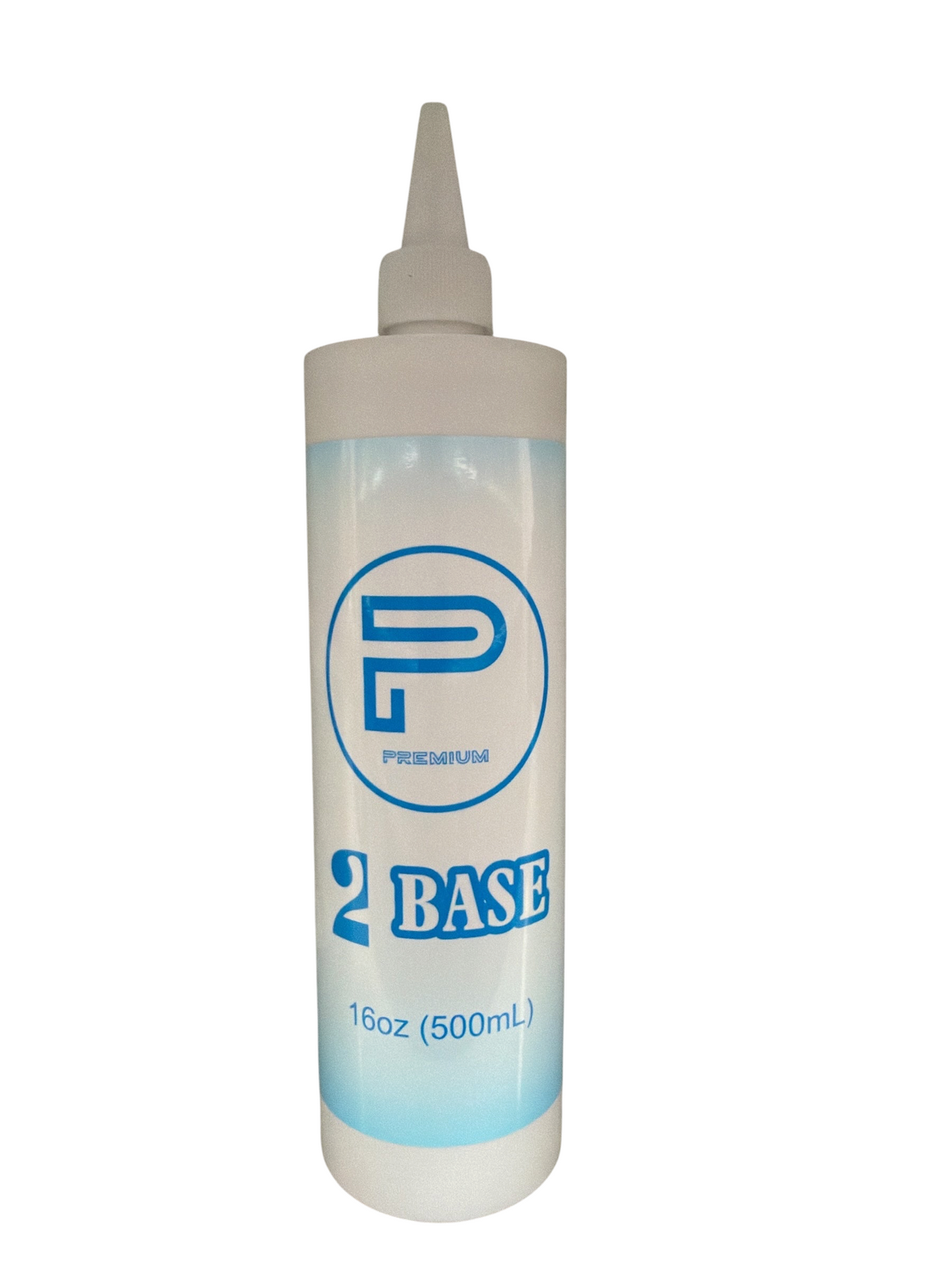 TP BEAUTY SUPPLY PTY LTD 500mL Premium 2 Base white plastic squeeze bottle with precision nozzle for nail application.