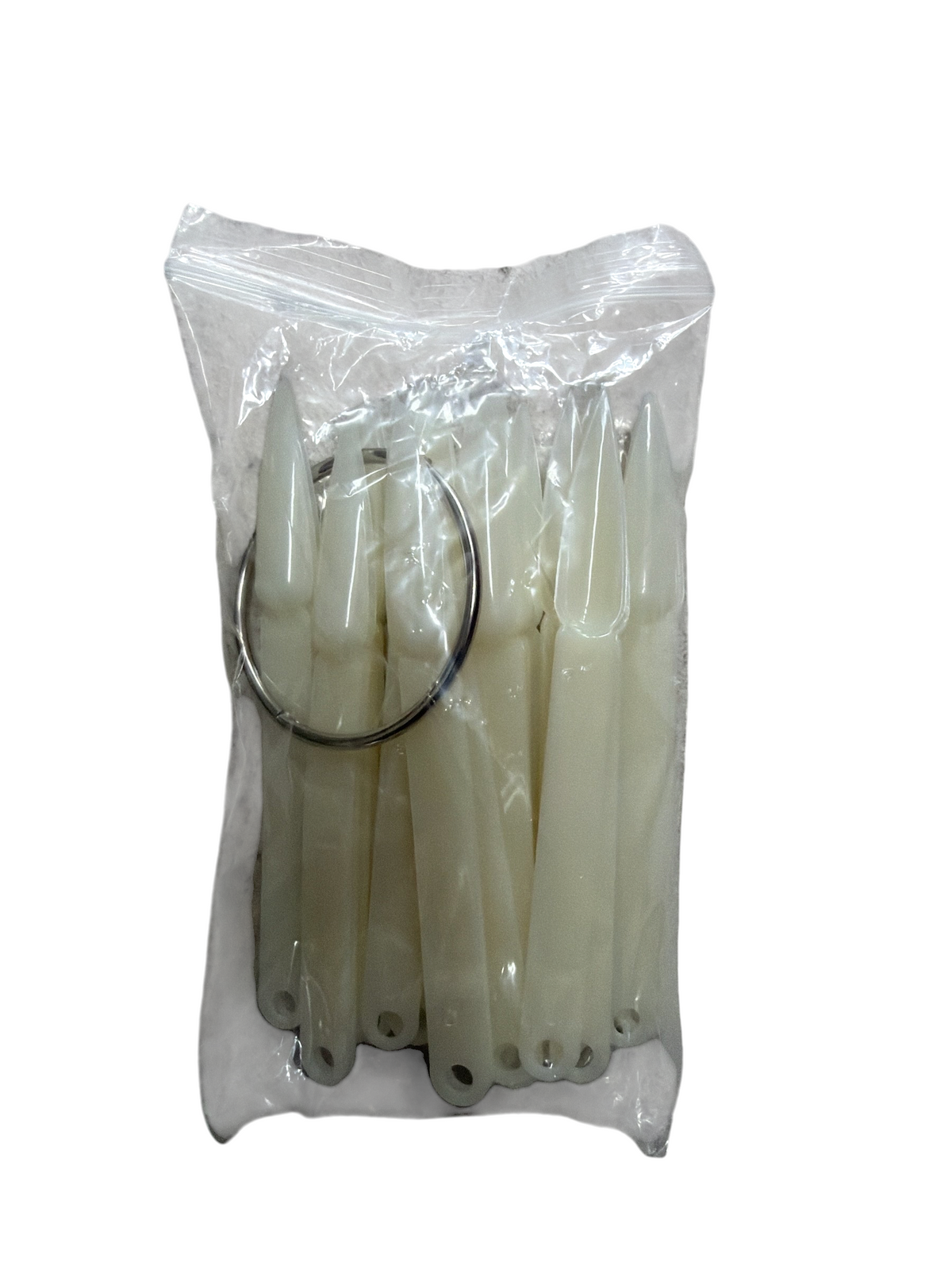 TP BEAUTY SUPPLY PTY LTD clear plastic nail art display sticks with a metal ring in a plastic storage bag.