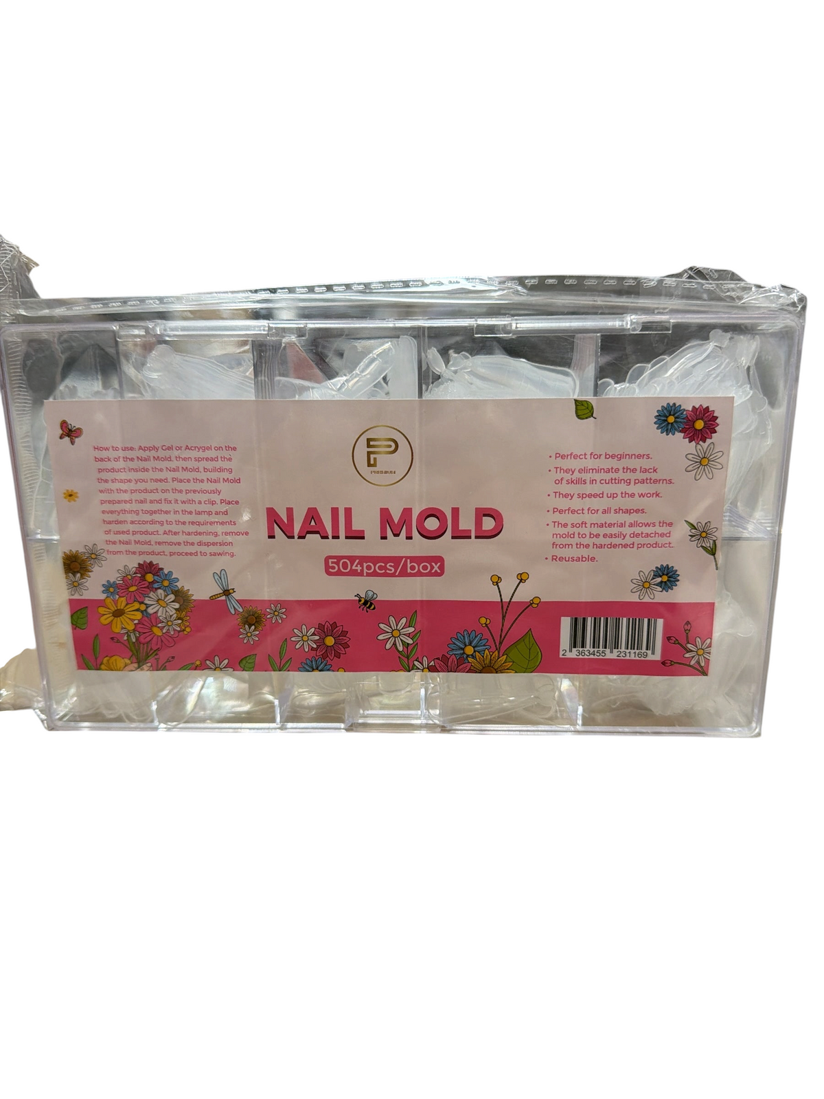 TP BEAUTY SUPPLY PTY LTD professional nail mold extension kit with 504 clear reusable sculpting forms in a storage box