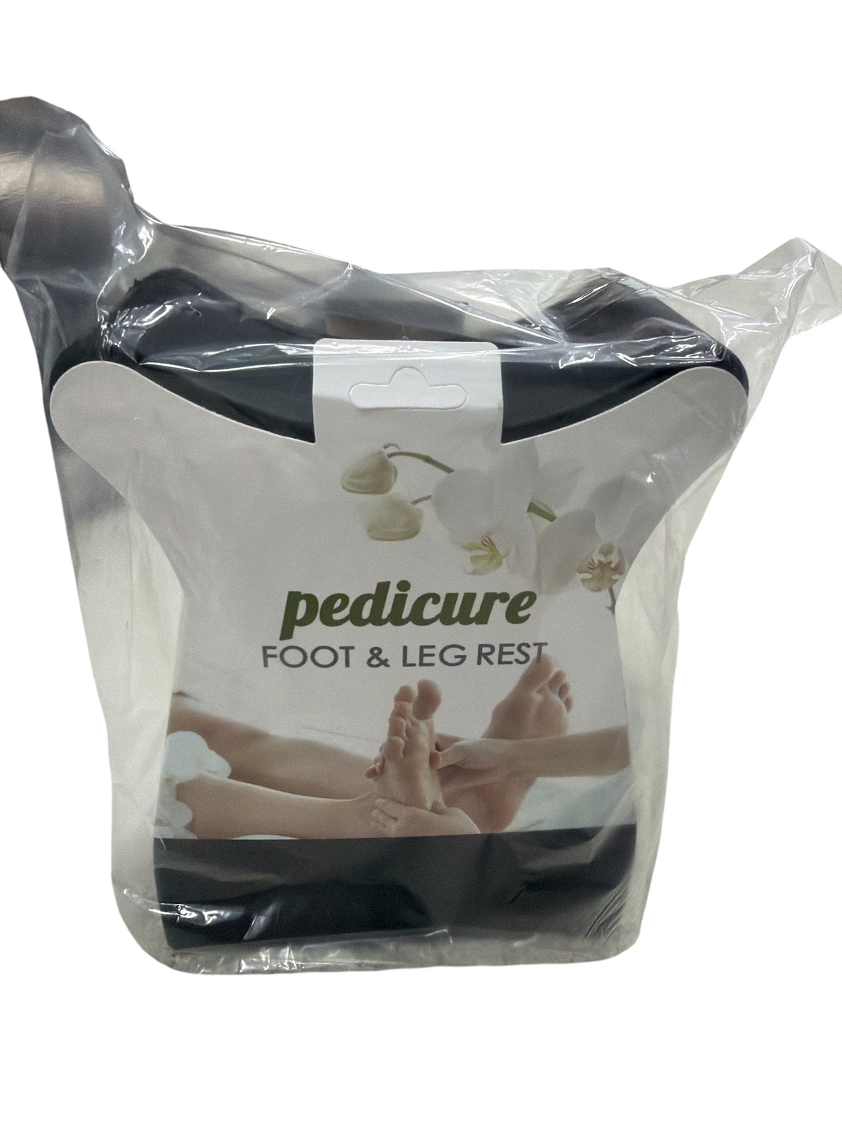 TP BEAUTY SUPPLY PTY LTD pedicure foot and leg rest cushion in black packaging with product imagery