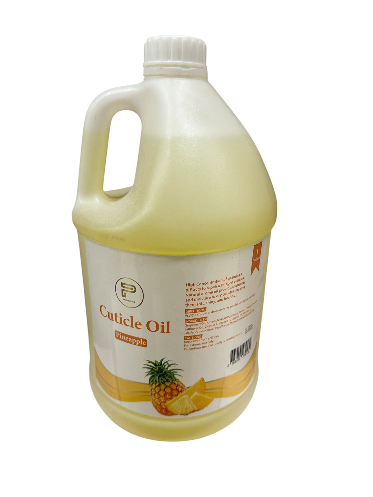TP BEAUTY SUPPLY PTY LTD gallon of pineapple scented cuticle oil with vitamins A and E for professional nail care.