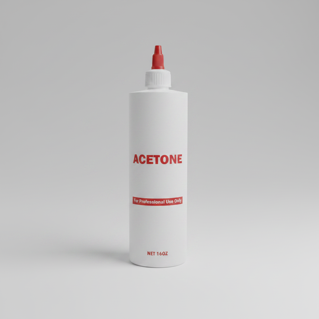 TP BEAUTY SUPPLY PTY LTD 16oz professional grade acetone nail polish remover bottle with a red dispensing nozzle.