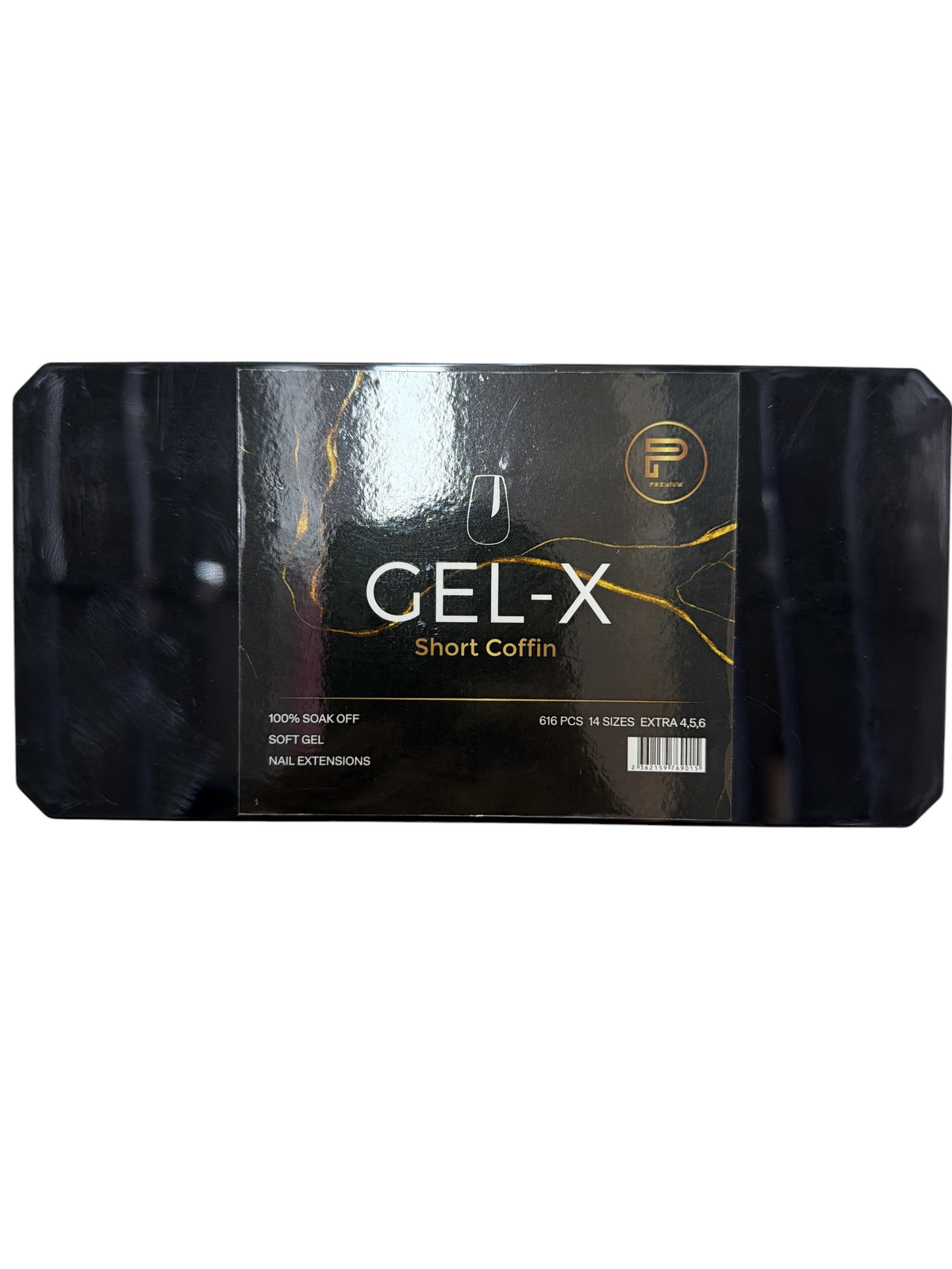 TP BEAUTY SUPPLY PTY LTD premium short coffin soft gel nail extension kit in a black box with gold marble accents