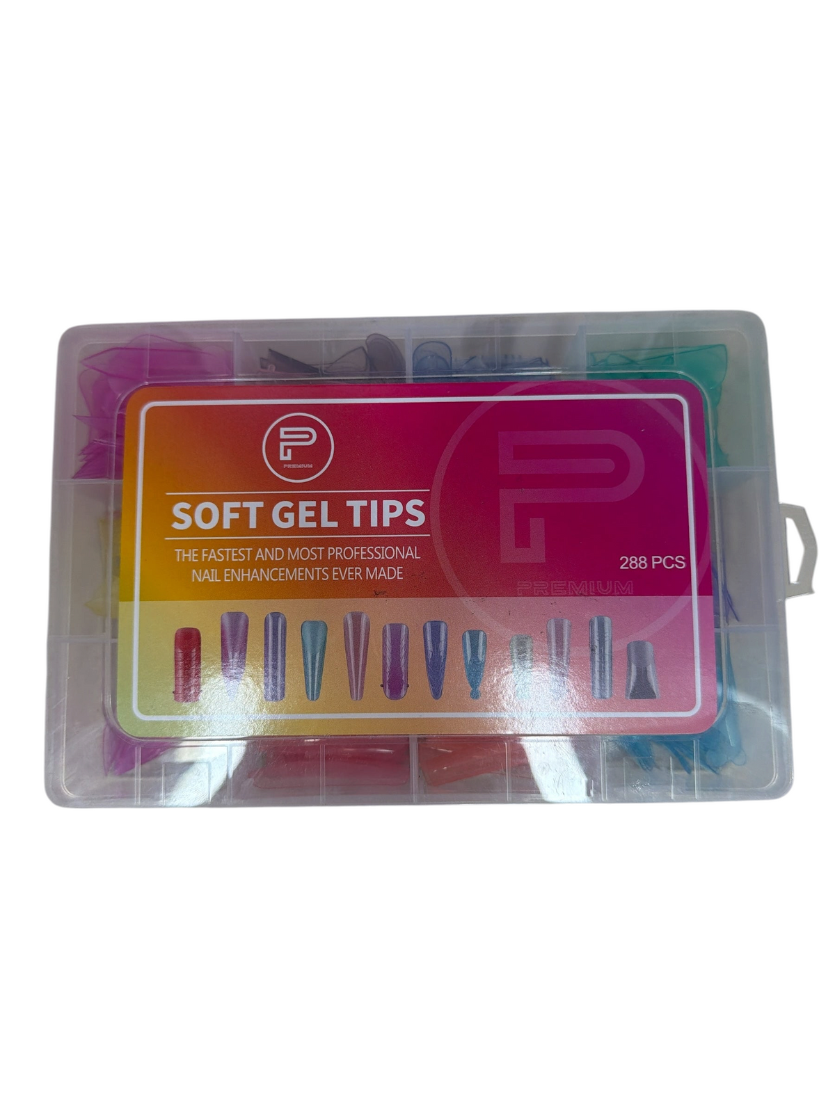 TP BEAUTY SUPPLY PTY LTD 288 piece soft gel nail enhancement tips kit in a clear organised storage case