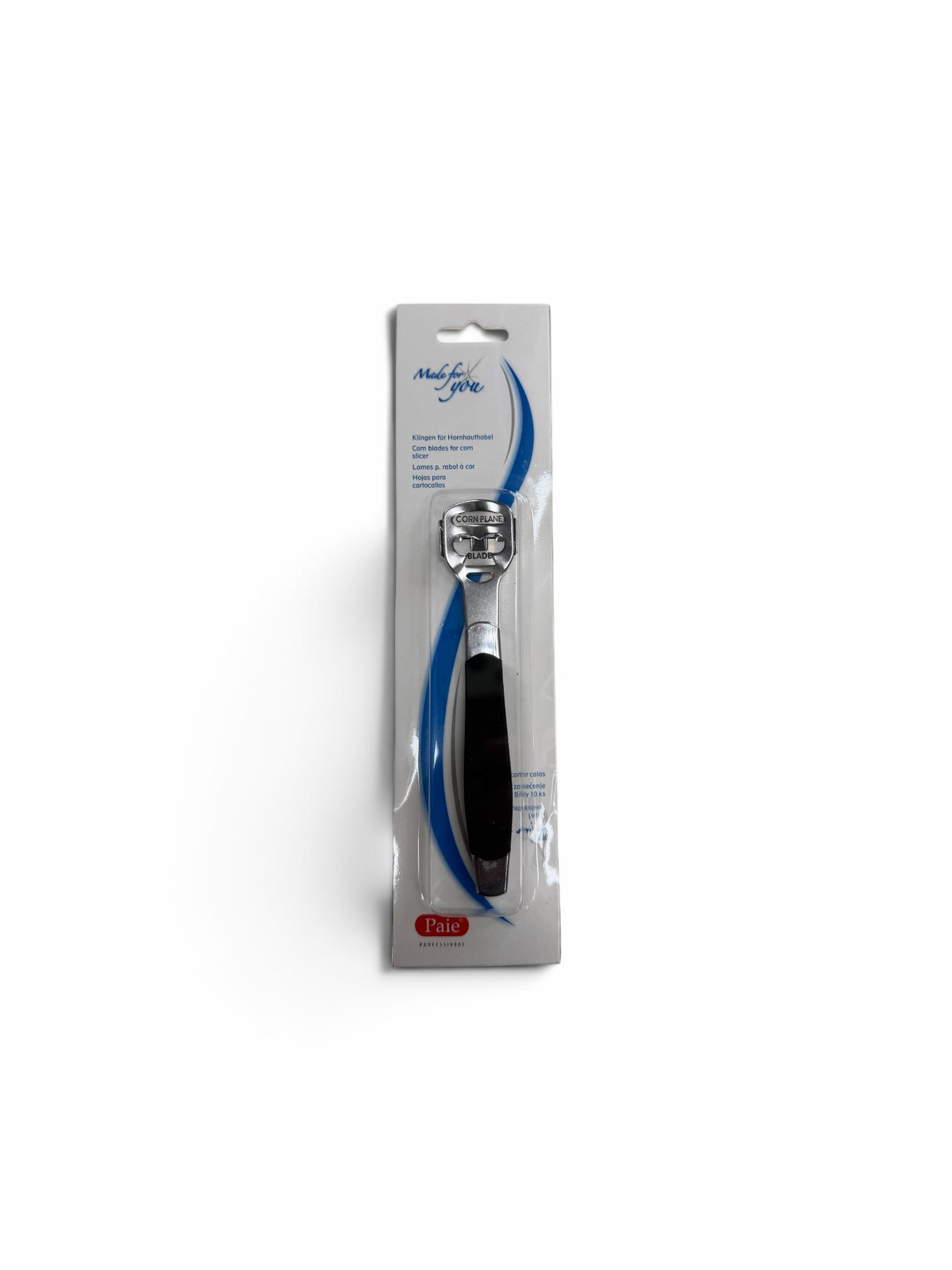TP BEAUTY SUPPLY PTY LTD Paie professional stainless steel corn plane pedicure tool in retail blister packaging