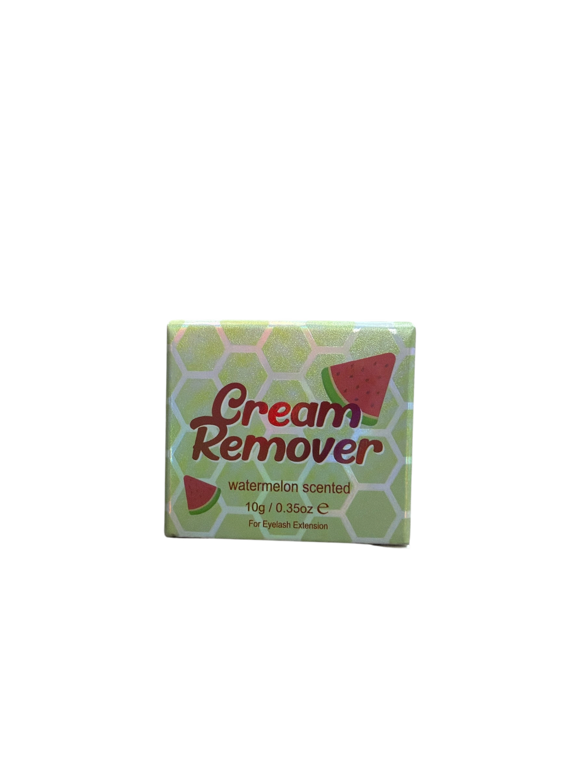 TP BEAUTY SUPPLY PTY LTD watermelon scented cream remover for eyelash extensions in a 10g jar with honeycomb pattern.