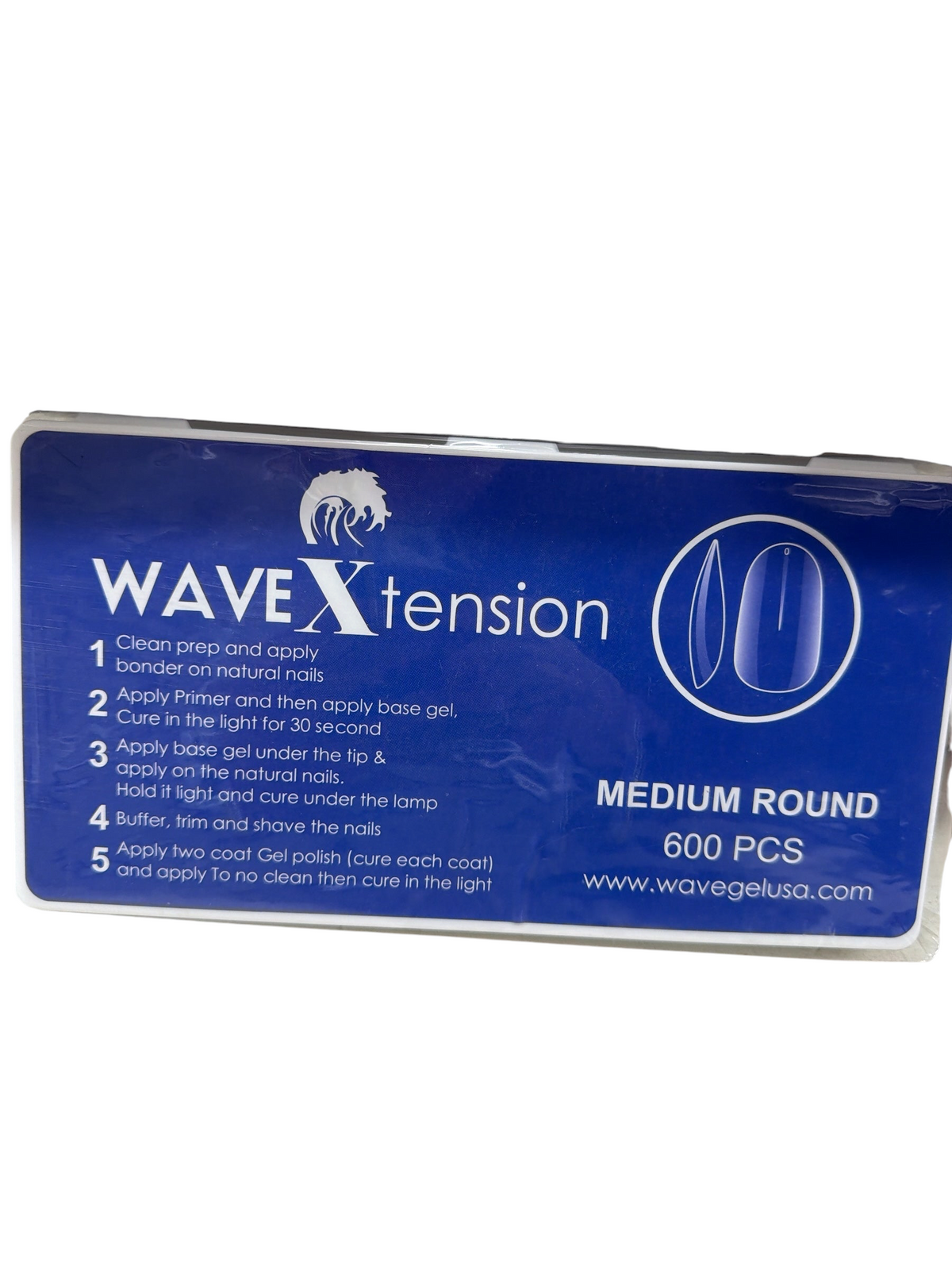 TP BEAUTY SUPPLY PTY LTD Wavextension medium round nail tip box with 600 pieces and application instructions